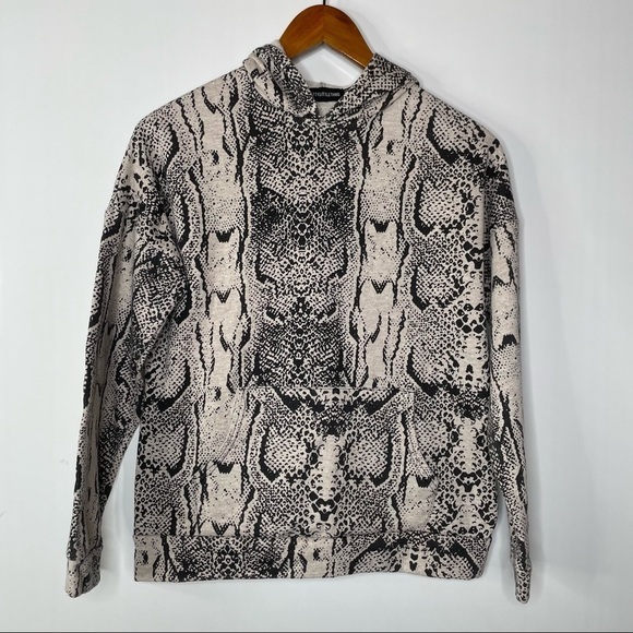 PrettyLittleThing Stone Snake Print Oversized Hoodie Size 0 - Picture 3 of 5